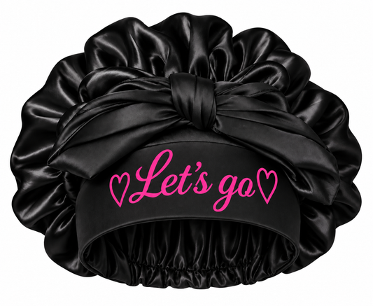 Let's Go Satin Bonnet- Schwarz